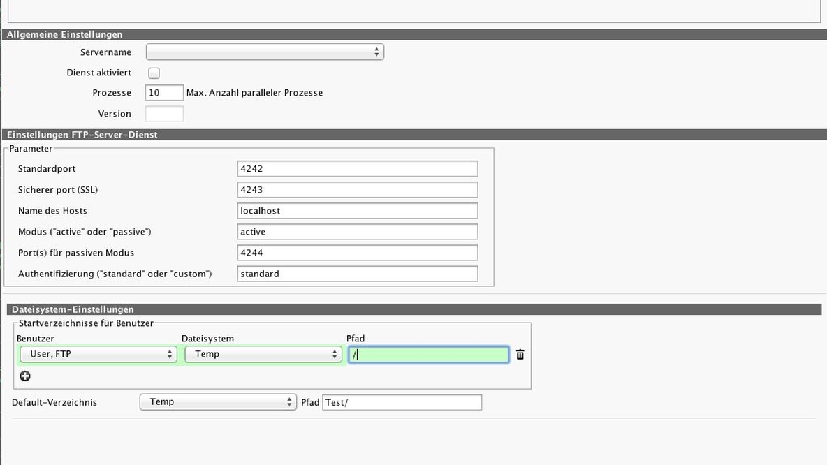 Integrated FTP Server